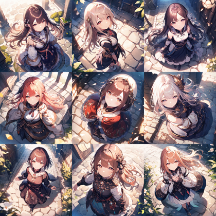 Animagine XL v4.0 opt - 俯瞰、上から見下ろした視点でキャラクターを表現するプロンプト、画像生成結果:画像1