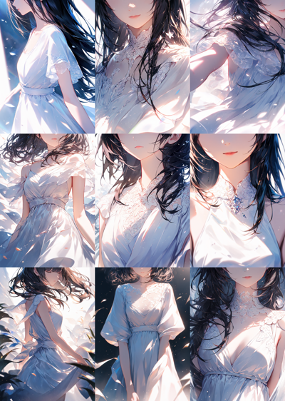 Animagine XL v4.0 opt - 顔を描画しない、顔の一部のみを描画する、体のみを生成するプロンプトと画像生成結果:画像1