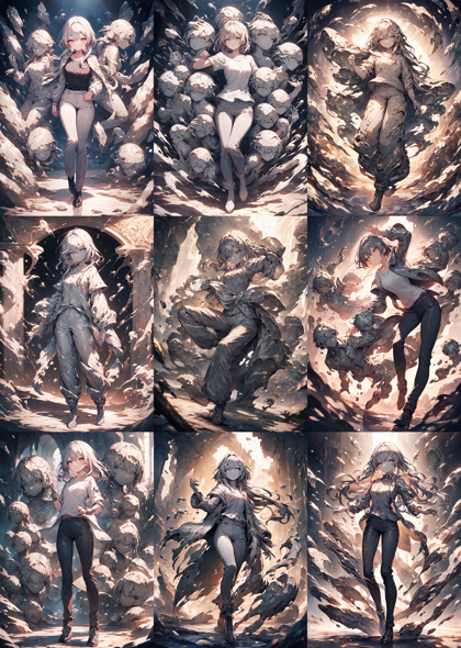 Animagine XL v4.0 opt - 石化したキャラクター（石像化）を表現するプロンプト、画像生成結果:画像1