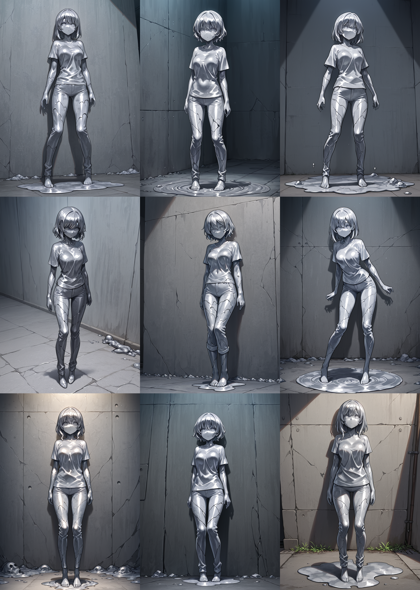 WAI-NSFW-Illustrious v14.0 - 石化したキャラクター（石像化）を表現するプロンプト、画像生成結果:画像2