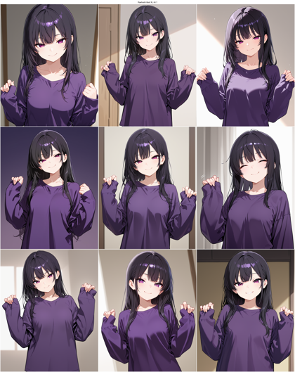 Raehoshi illust XL v9.1 - 袖、袖口をつまんでいるポーズを表現するプロンプト、画像生成結果:画像4