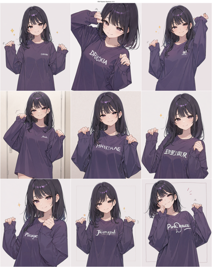 RIN Flanime Illustrious v3.0 - 袖、袖口をつまんでいるポーズを表現するプロンプト、画像生成結果:画像8