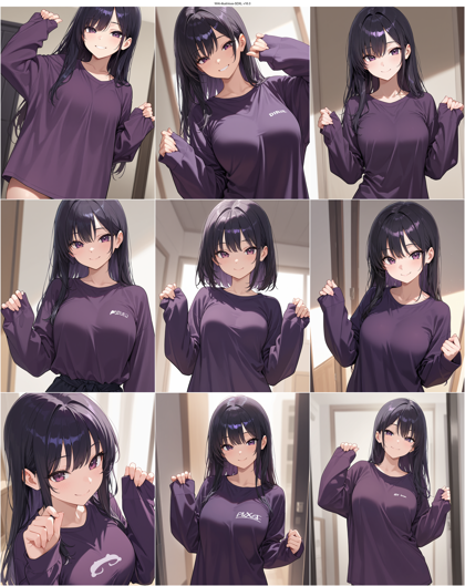 WAI-illustrious-SDXL v16.0 - 袖、袖口をつまんでいるポーズを表現するプロンプト、画像生成結果:画像1