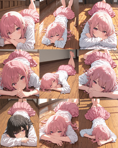 Hakushi Mix v1.3 - うつ伏せのポーズを生成するプロンプト、画像生成結果:画像4