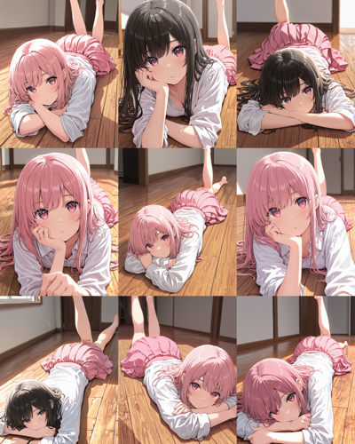 Hakushi Mix v1.3 - うつ伏せのポーズを生成するプロンプト、画像生成結果:画像10