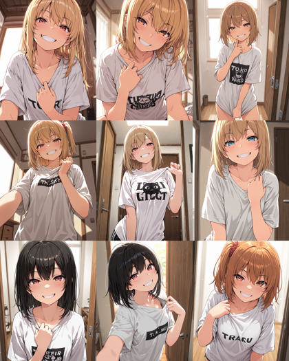 Hakushi Mix v1.41 - シャツの胸元を引っ張るポーズのプロンプト、画像生成結果:画像13