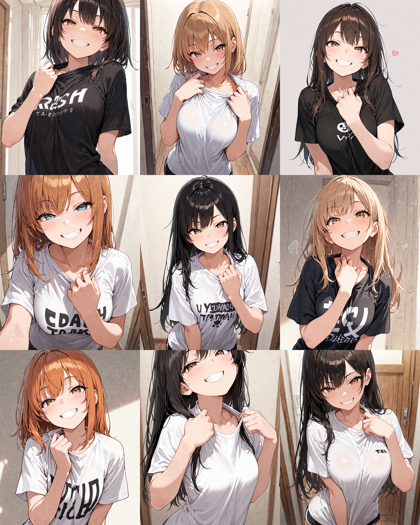 Nova Anime XL v13.0 - シャツの胸元を引っ張るポーズのプロンプト、画像生成結果:画像9