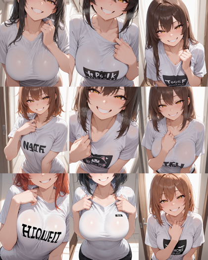 Prefect illustrious XL v4.0 - シャツの胸元を引っ張るポーズのプロンプト、画像生成結果:画像11