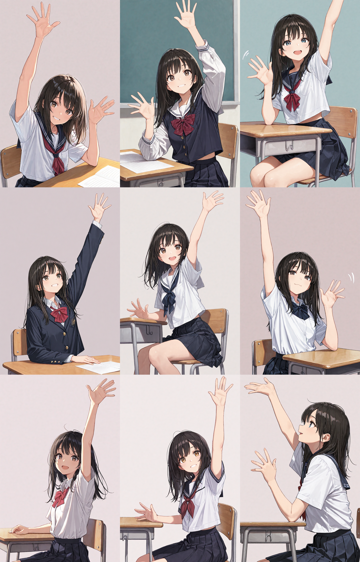 Nova Anime XL v5.0 - 挙手をするポーズのプロンプト・画像生成結果:画像6