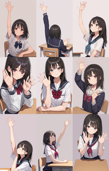 WAI-NSFW-Illustrious v12.0 - 挙手をするポーズのプロンプト・画像生成結果:画像5