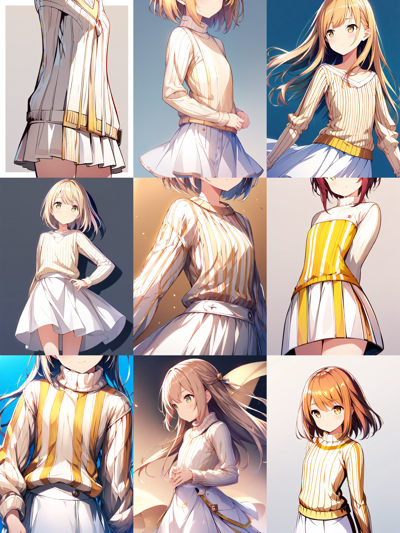 Animagine XL v4.0 - 縦縞のセーターを着たキャラクターを生成するプロンプト:画像3