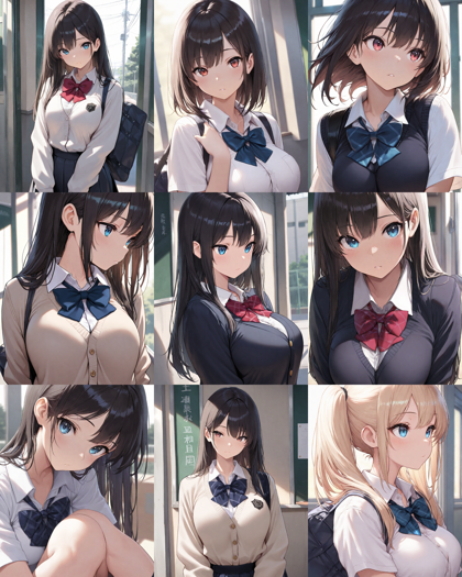Hassaku XL v3.1 - 制服やドレスの胸元のリボン、ネクタイの形状を表現するプロンプト、画像生成結果:画像3