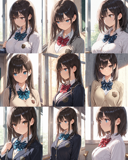 Nova Anime XL v12.0 - 制服やドレスの胸元のリボン、ネクタイの形状を表現するプロンプト、画像生成結果:画像2