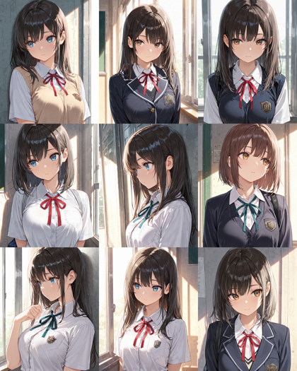 Nova Anime XL v12.0 - 制服やドレスの胸元のリボン、ネクタイの形状を表現するプロンプト、画像生成結果:画像5