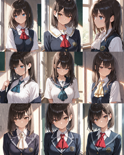 Nova Anime XL v12.0 - 制服やドレスの胸元のリボン、ネクタイの形状を表現するプロンプト、画像生成結果:画像11