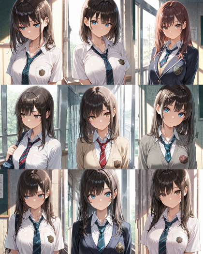 Nova Anime XL v12.0 - 制服やドレスの胸元のリボン、ネクタイの形状を表現するプロンプト、画像生成結果:画像17