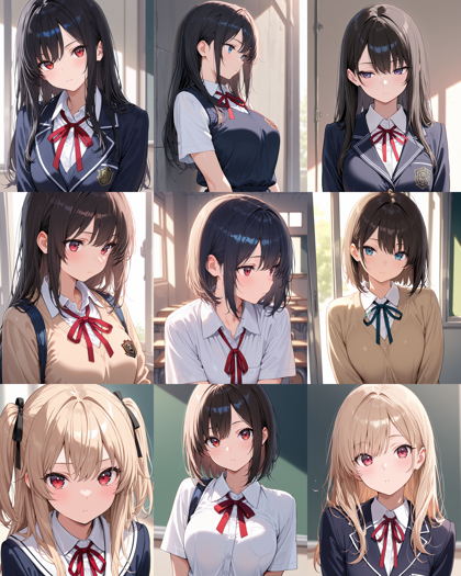 Hassaku XL v3.1 - 制服やドレスの胸元のリボン、ネクタイの形状を表現するプロンプト、画像生成結果:画像4