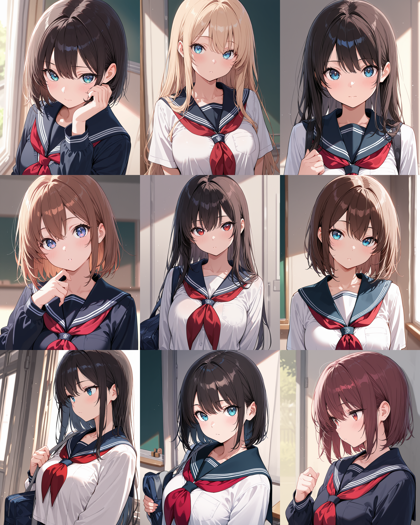 Hassaku XL v3.1 - 制服やドレスの胸元のリボン、ネクタイの形状を表現するプロンプト、画像生成結果:画像9