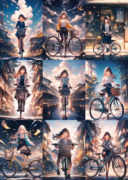 Animagine XL v4.0 opt - 自転車に乗るプロンプト、画像生成結果:画像6
