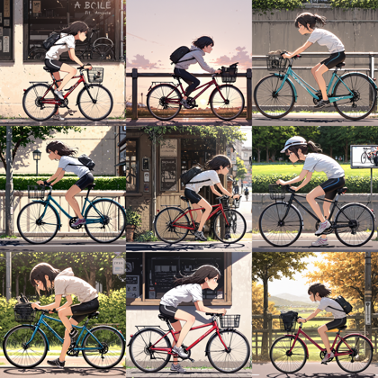 HakushiMix v1.41 - 自転車に乗るプロンプト、画像生成結果:画像5
