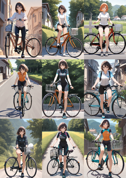 Hassaku XL v3.0 - 自転車に乗るプロンプト、画像生成結果:画像11