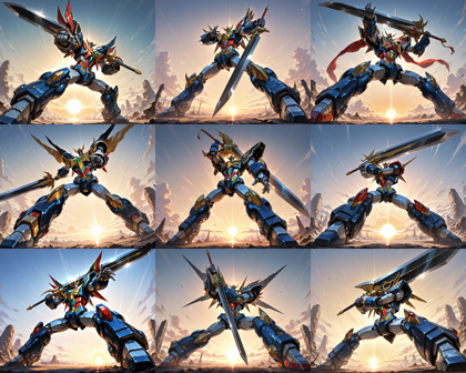 Diving-Illustrious Anime v13.0 - ロボットがかっこよく立つシーンを表現するプロンプト、画像生成結果:画像24