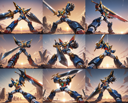 HDA Rainbow Illus v1.4 Anime - ロボットがかっこよく立つシーンを表現するプロンプト、画像生成結果:画像30