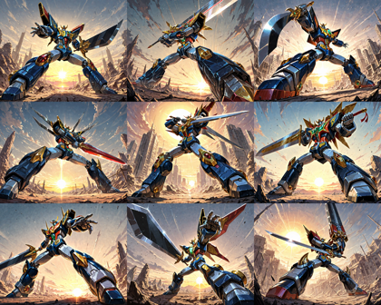 Nova Anime XL v13.0 - ロボットがかっこよく立つシーンを表現するプロンプト、画像生成結果:画像2