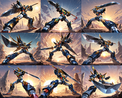 OmniMuse35 v7 - ロボットがかっこよく立つシーンを表現するプロンプト、画像生成結果:画像42