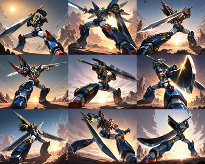 WAI-illustrious-SDXL v15.0 - ロボットがかっこよく立つシーンを表現するプロンプト、画像生成結果:画像1