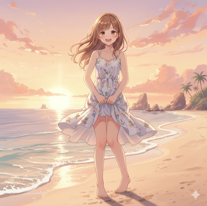 スカートをまくり縛るシーンを表現するプロンプト、画像生成結果:画像4