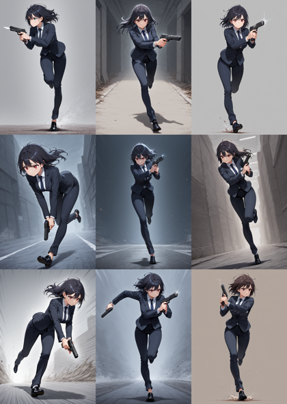 Dvine v7.0 - 銃を下に向けて走るポーズを表現するプロンプト、画像生成結果:画像10