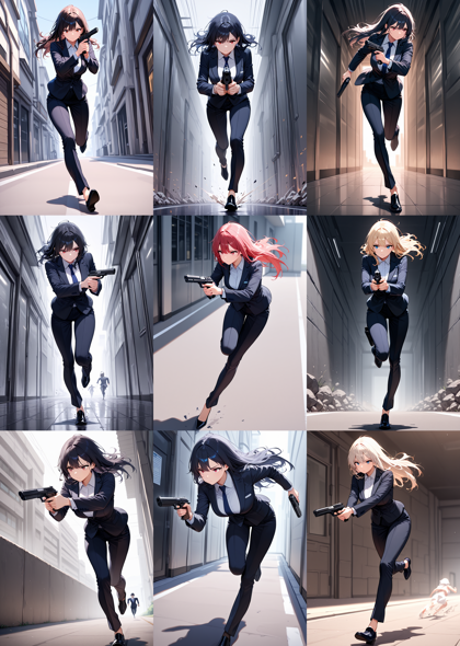 JANKU v6.0 - 銃を下に向けて走るポーズを表現するプロンプト、画像生成結果:画像5