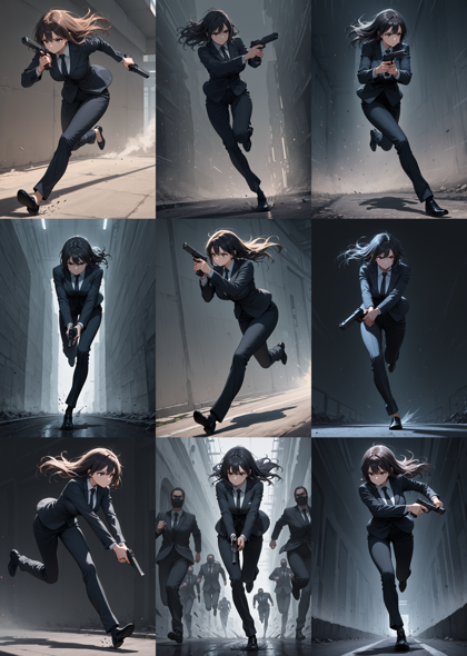 Kodoranime v5.5 - 銃を下に向けて走るポーズを表現するプロンプト、画像生成結果:画像16