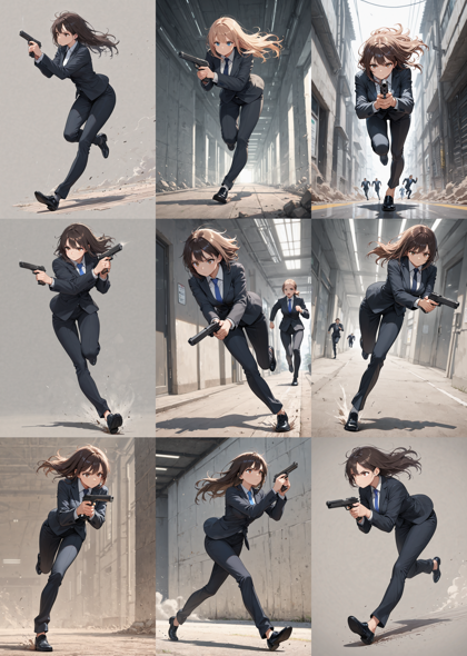 Nova Anime XL v15.0 - 銃を下に向けて走るポーズを表現するプロンプト、画像生成結果:画像2