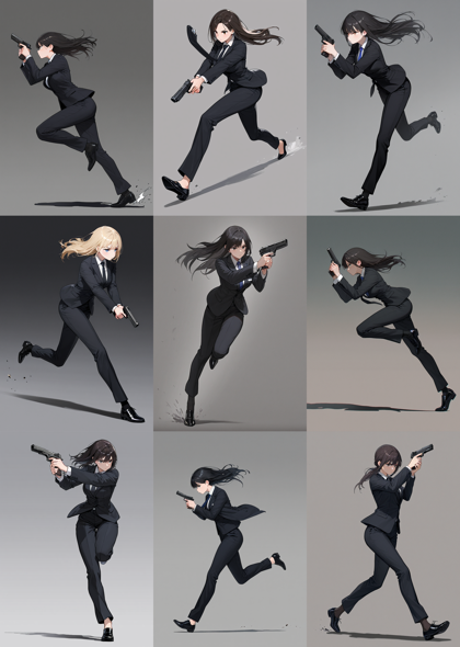 TSRMix v5.0 - 銃を下に向けて走るポーズを表現するプロンプト、画像生成結果:画像24