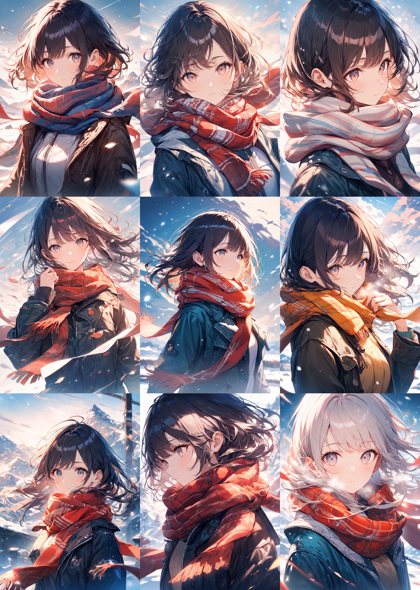 Animagine XL 4.0 opt - マフラーを表現するプロンプト、画像生成結果:画像3