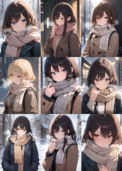 WAI-illustrious-SDXL v15.0 - マフラーを表現するプロンプト、画像生成結果:画像1