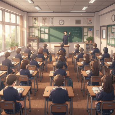 学校の教室を描画するプロンプト:画像9