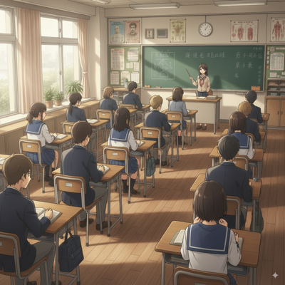 学校の教室を描画するプロンプト:画像10