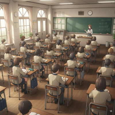 学校の教室を描画するプロンプト:画像12