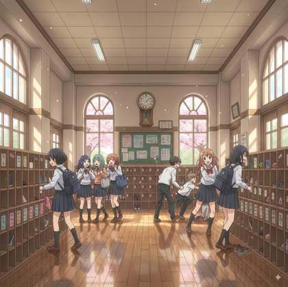 学校の昇降口のシーンを生成するプロンプト:画像10