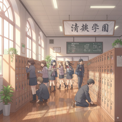 学校の昇降口のシーンを生成するプロンプト:画像12