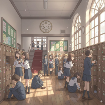 学校の昇降口のシーンを生成するプロンプト:画像14