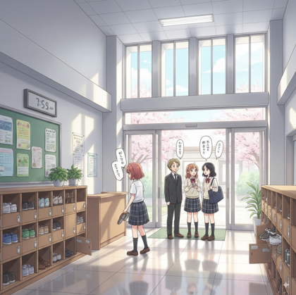 学校の昇降口のシーンを生成するプロンプト:画像16