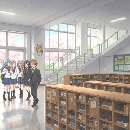 学校の昇降口のシーンを生成するプロンプト:画像19