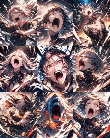 Animagine XL 4.0 opt - 絶叫する表情のプロンプト、画像生成結果:画像3