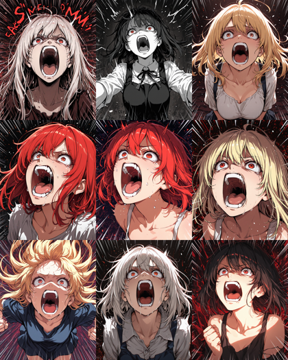 Hakushi Mix v1.41 - 絶叫する表情のプロンプト、画像生成結果:画像6