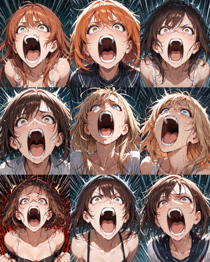 Nova Anime XL v13.0 - 絶叫する表情のプロンプト、画像生成結果:画像2