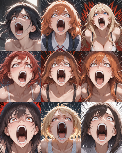 Prefect illustrious XL v4.0 - 絶叫する表情のプロンプト、画像生成結果:画像4